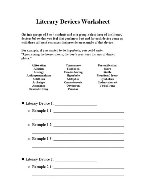 identifying literary devices worksheet pdf